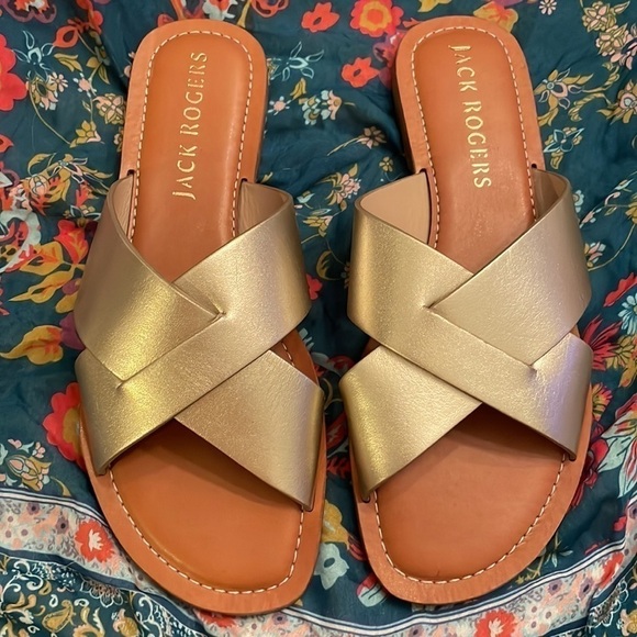 Brand New Jack Rogers Genuine Leather Slotted X-Band Slide Sandals Sloane - Picture 15 of 16